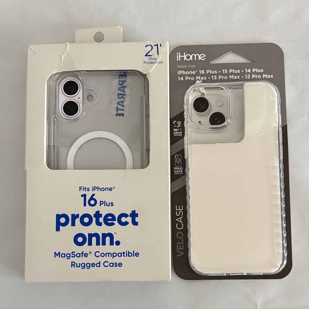 Onn Clear Protective rugged Case for iPhone 16 Plus iHome VeloCase clear
New